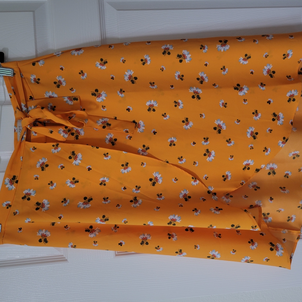 LOFT Yellow Floral Midi Skirt
